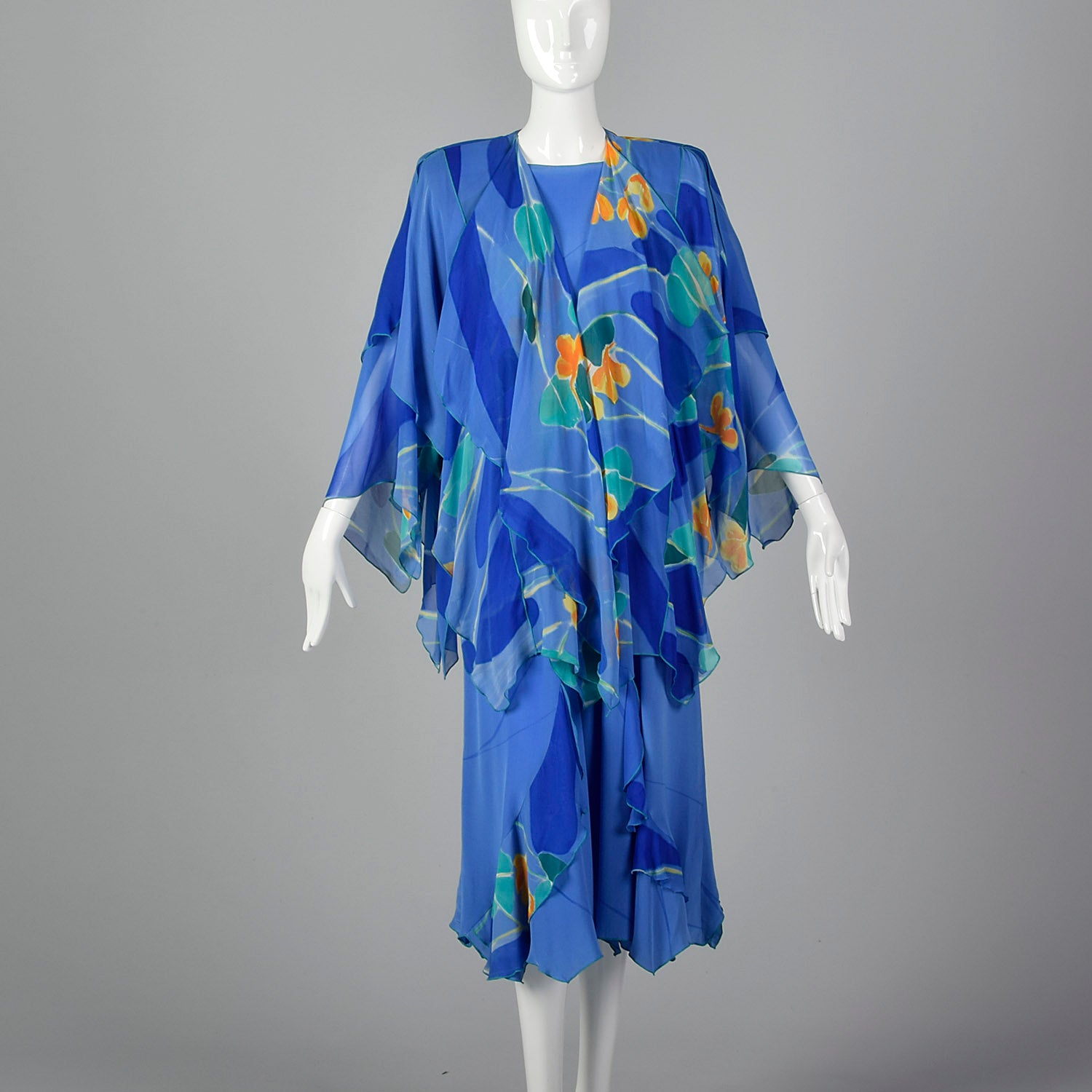 1980s Yolanda Lorenta Hand Painted Silk 3 Piece Set