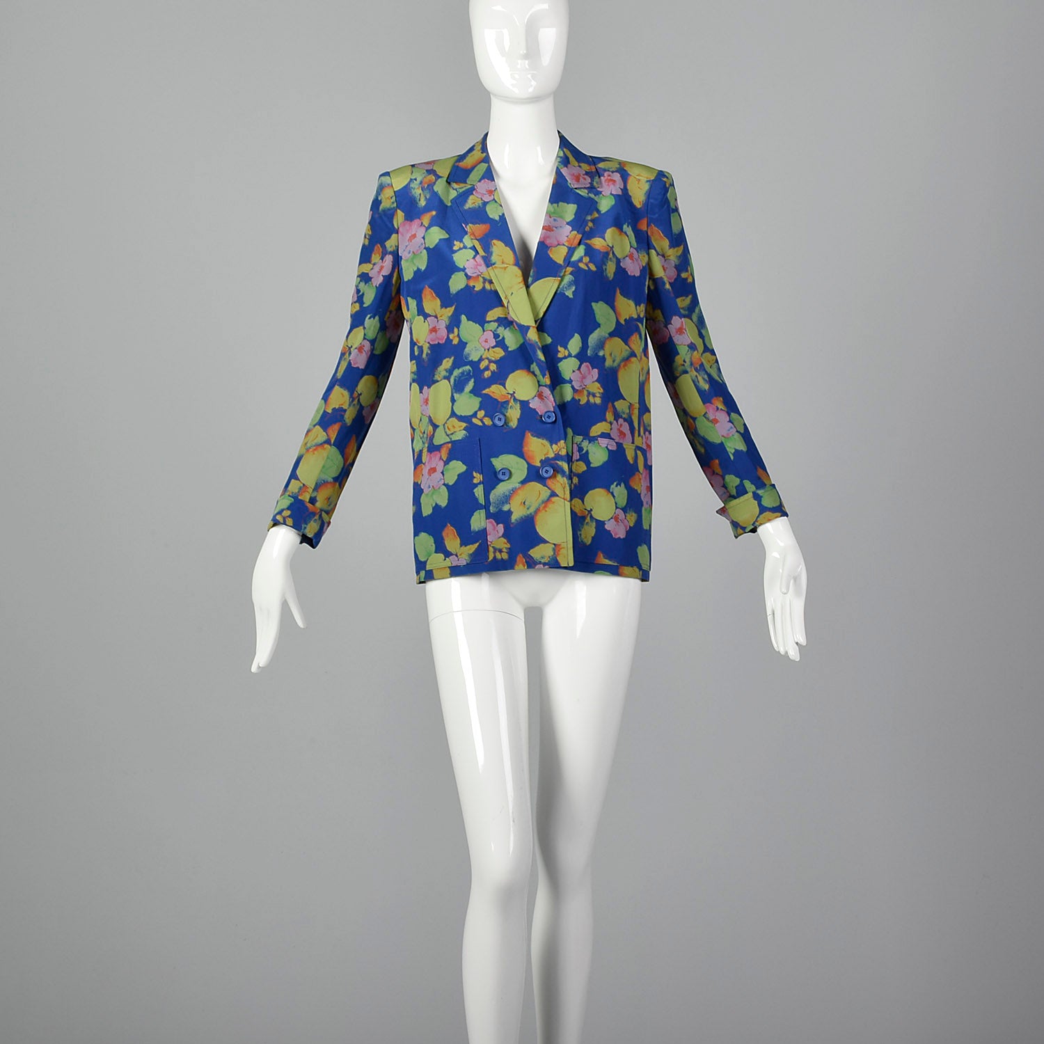1980s Jean Louis Scherrer Boutique Numbered Silk Floral blazer