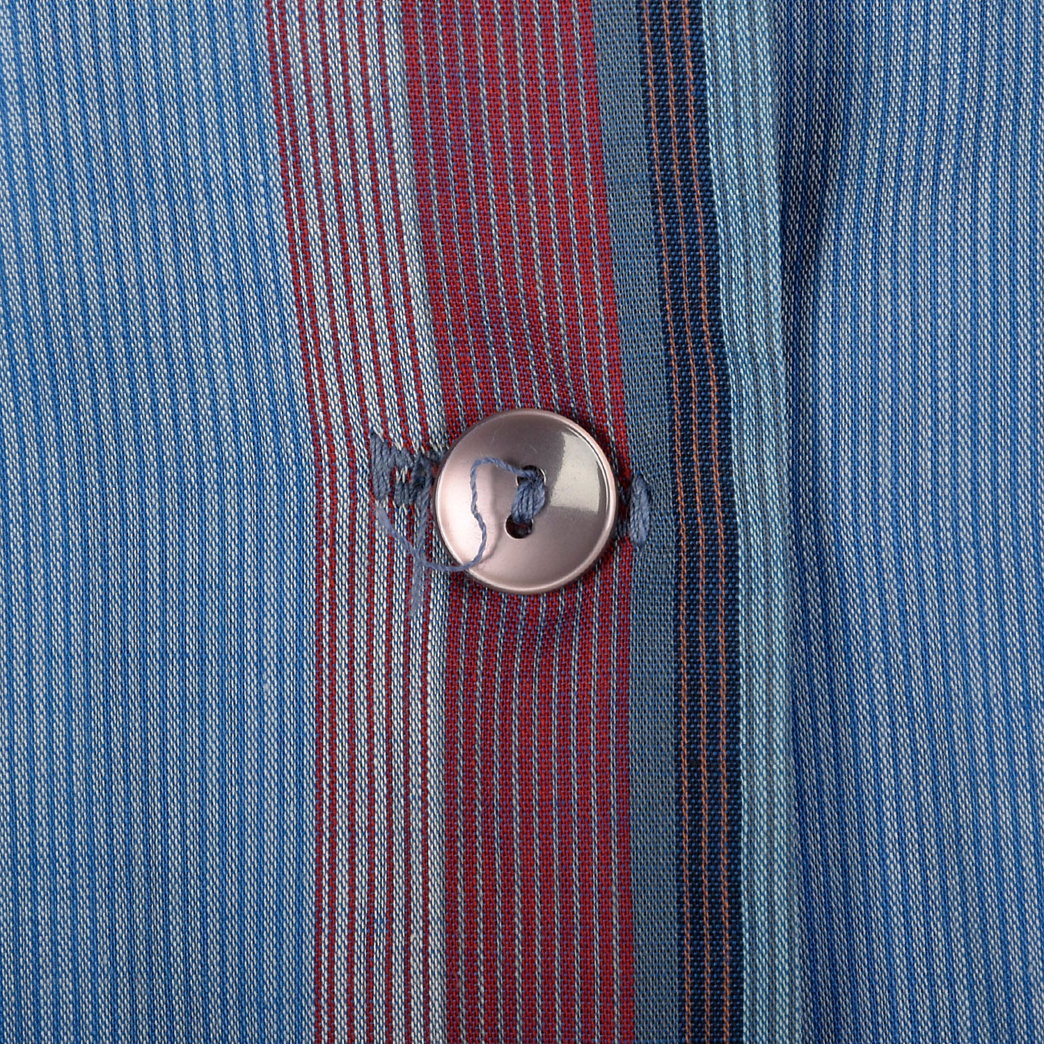 Large 1950s Blue Striped Cotton Day Dress