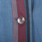 Large 1950s Blue Striped Cotton Day Dress