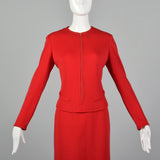 Small Bill Blass 1970s Red Wool Zip Front Dress