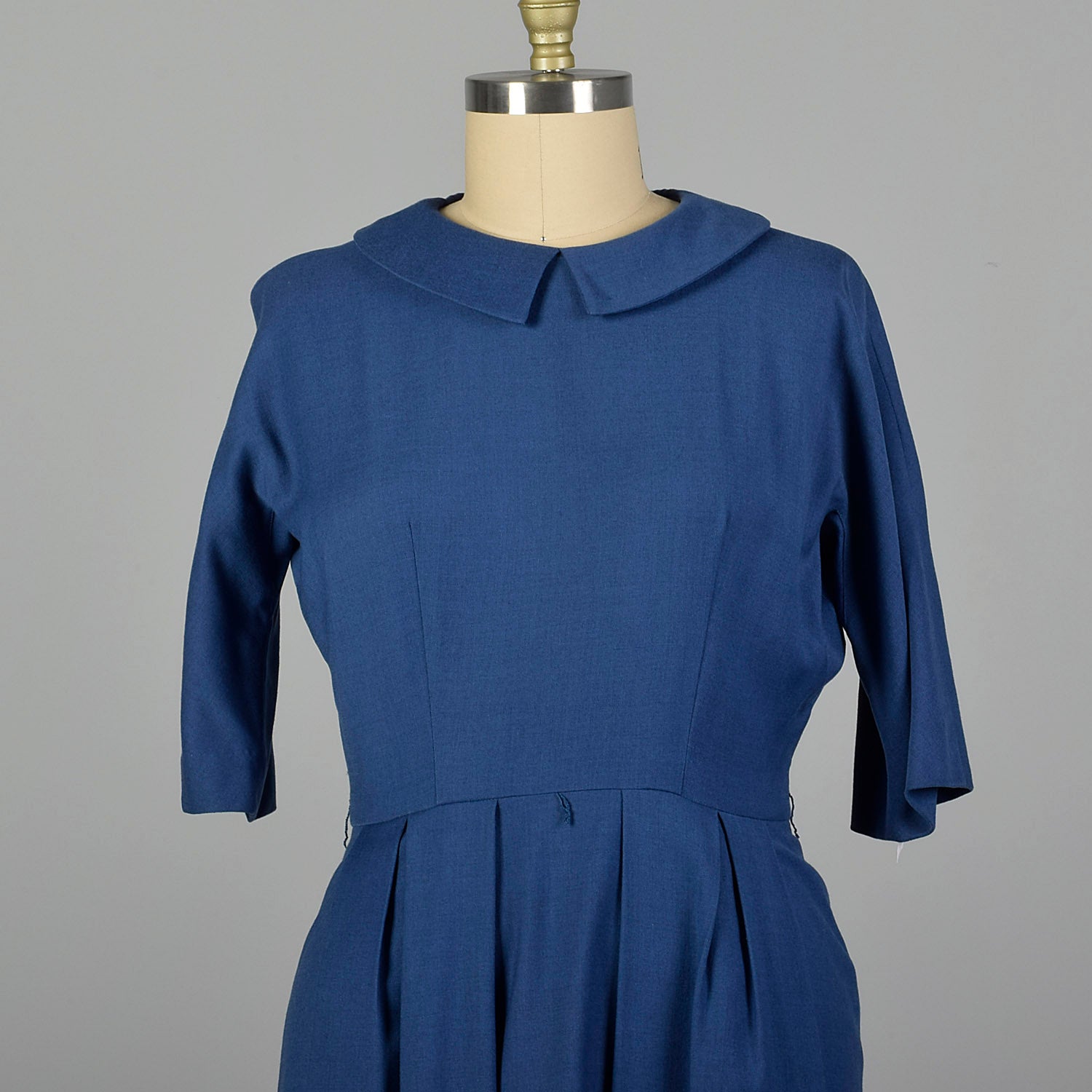 Large 1950s Blue Belted Dress