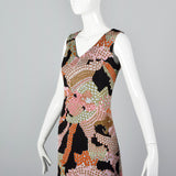 1960s Pierre Balmain Formal Maxi Dress in Psychedelic Knit