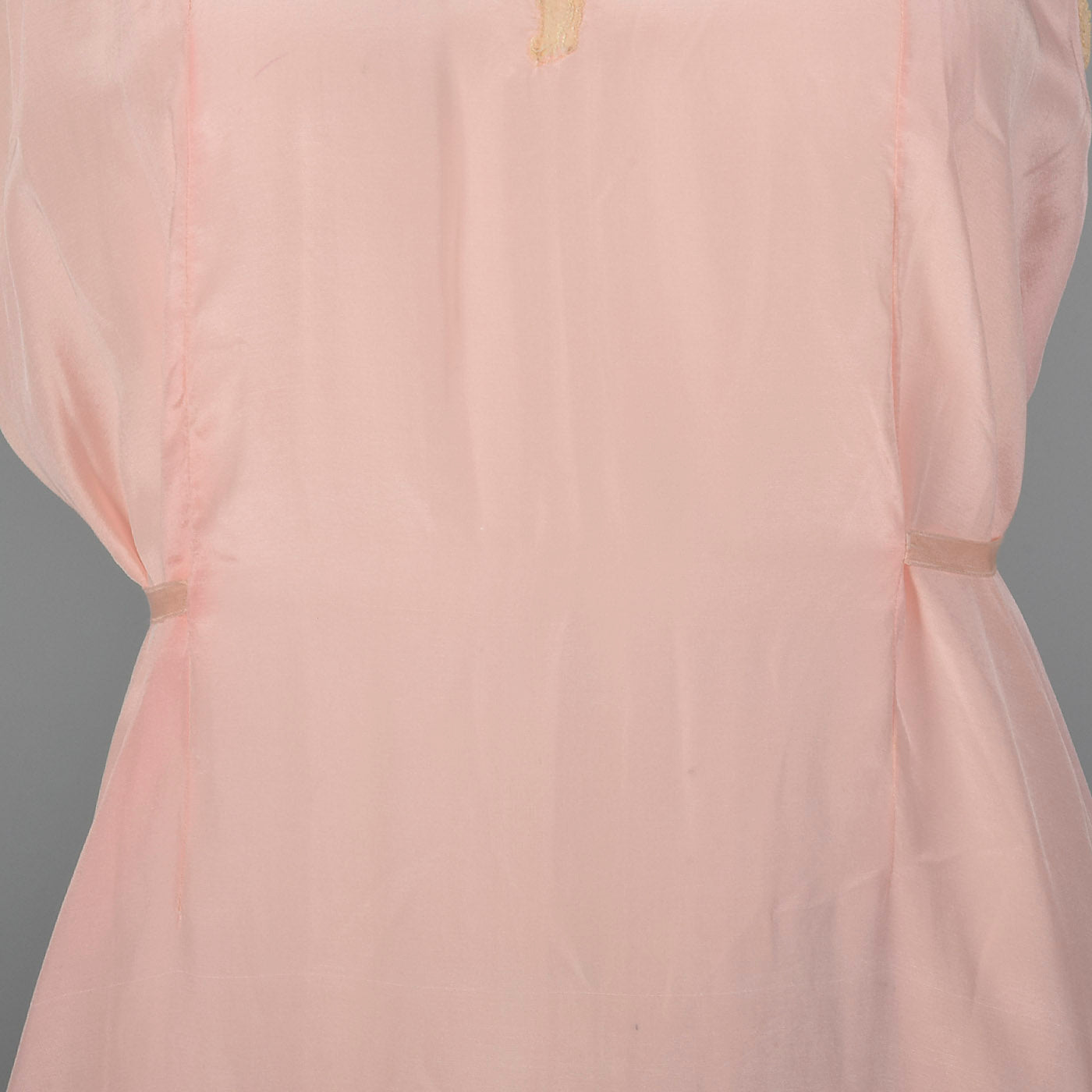 1920s Pink Nightgown with Lace Trim