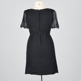 1950s Black Silk Dress with Soutache Trim Waist