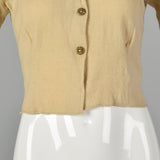 Lampl 1930s Short Sleeve Cream Cardigan Sweater