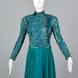Sequined Bob Mackie Gown with a Layered Silk Chiffon Skirt