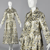 Dramatic 1970s Metallic Brocade Maxi Coat