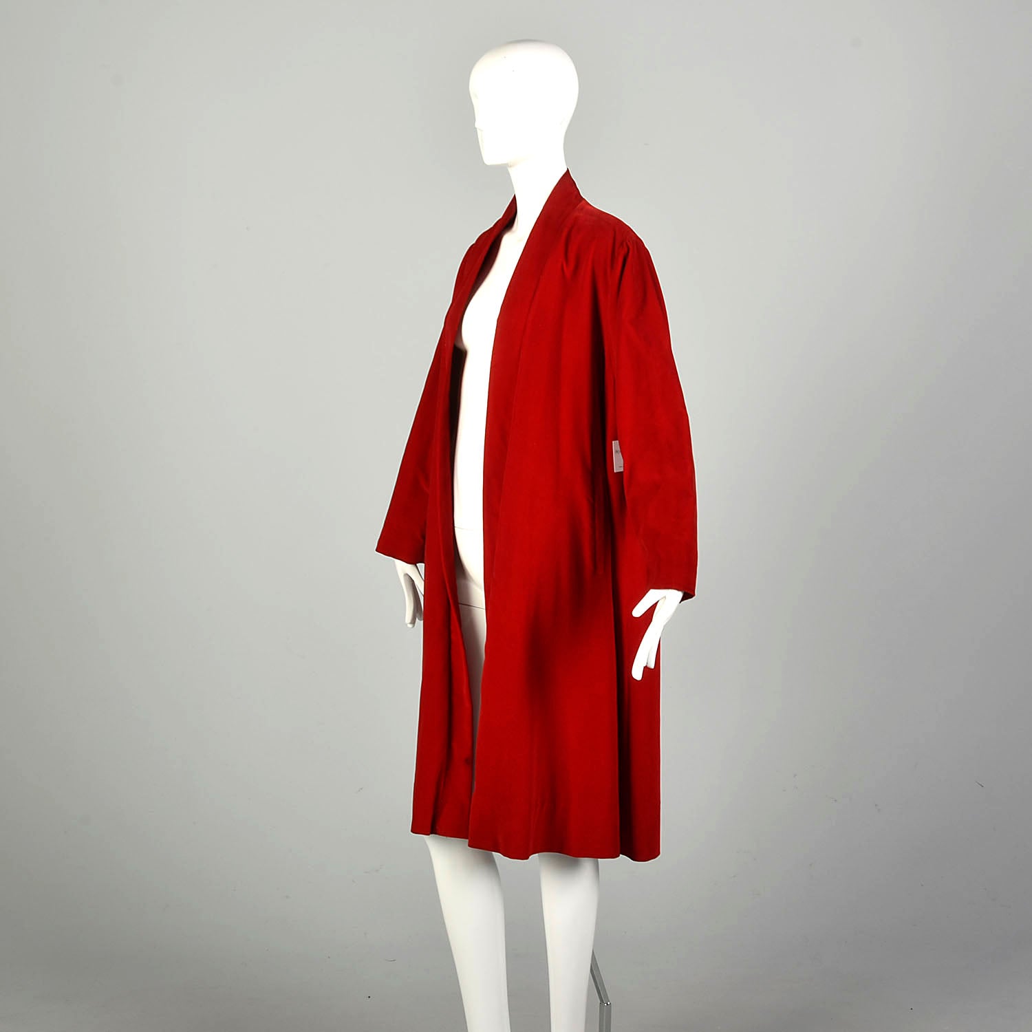 Large 1950s Red Swing Coat Velvet Clutch Front Holiday Evening Cocktail