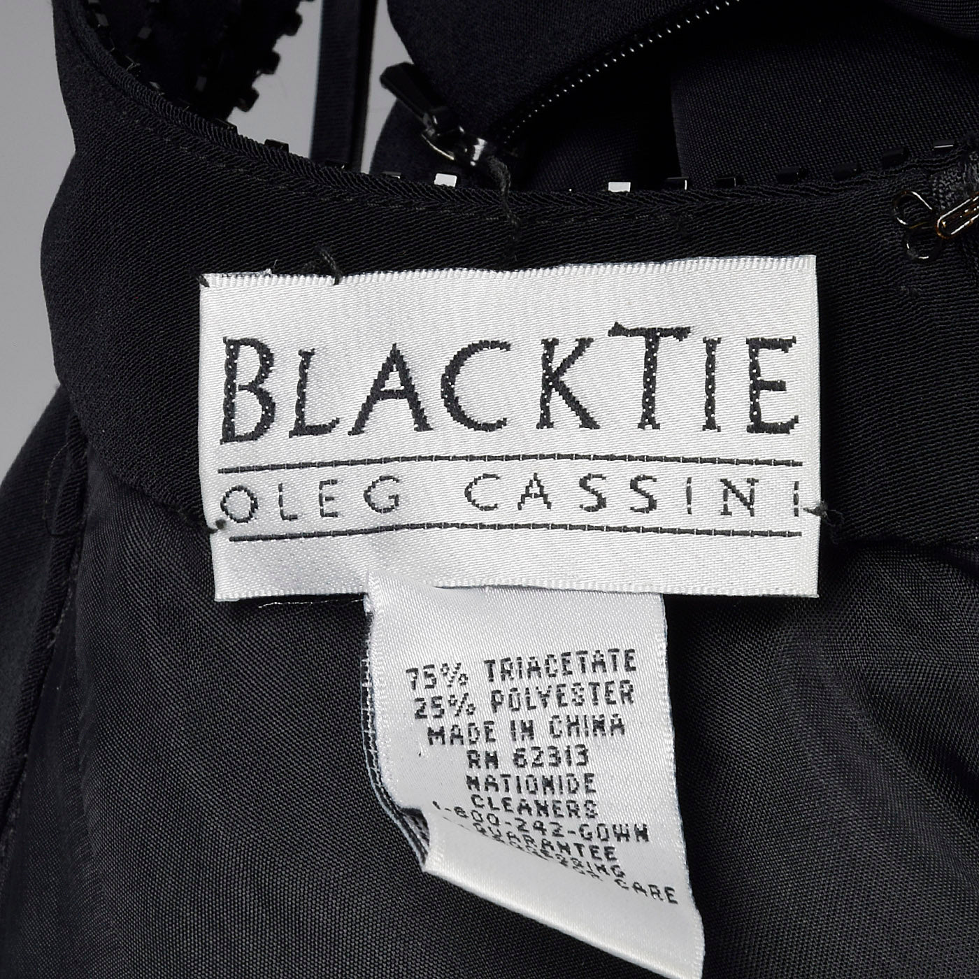 1990s Oleg Cassini Black Evening Dress