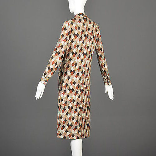 1970s Givenchy Argyle Knit Dress with Matching Scarf