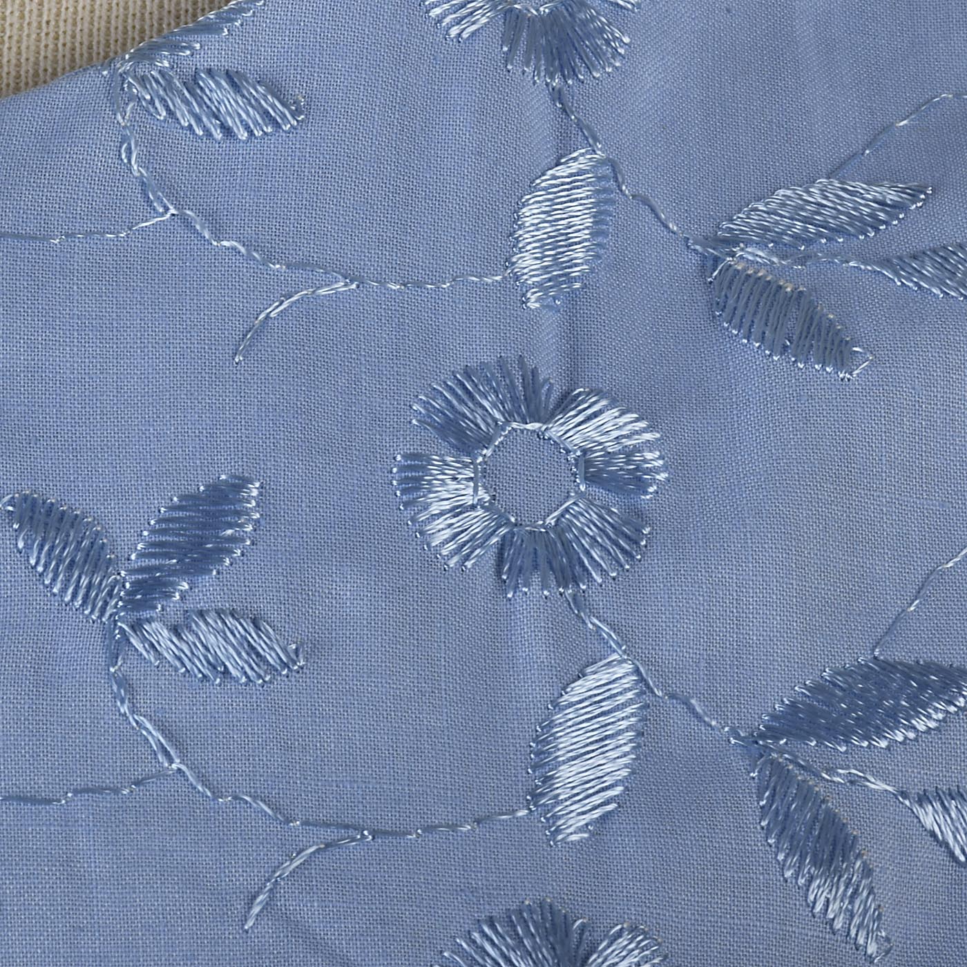 1950s Blue Day Dress with Floral Embroidery