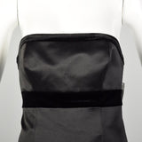 XS 1980s Dress Black Strapless Velvet Stripe Formal Evening Gown