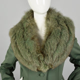 Medium Lilii Ann 1970s Green Fox Fur Collar Jacket Pants Skirt  Suit