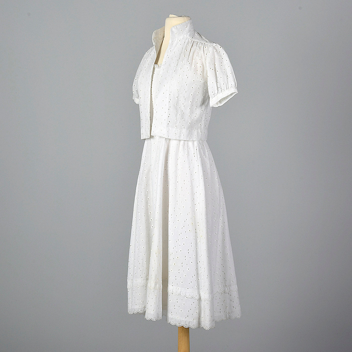 1960s Lanz White Eyelet Dress with Jacket
