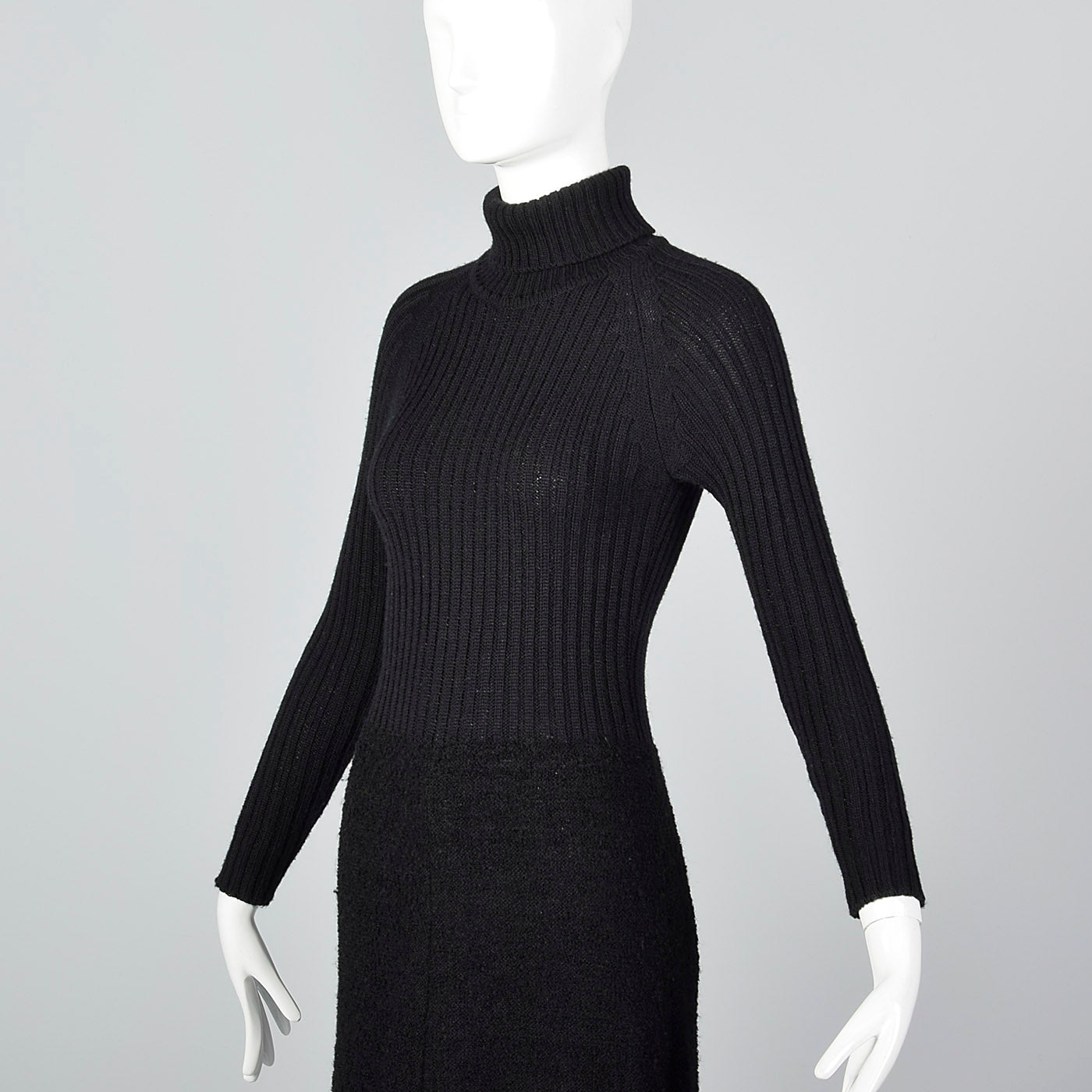 1970s Marni Knits Tight Black Turtleneck Dress