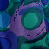 Large 1960s Dress Colorful Green Abstract Print Blue Sleeveless