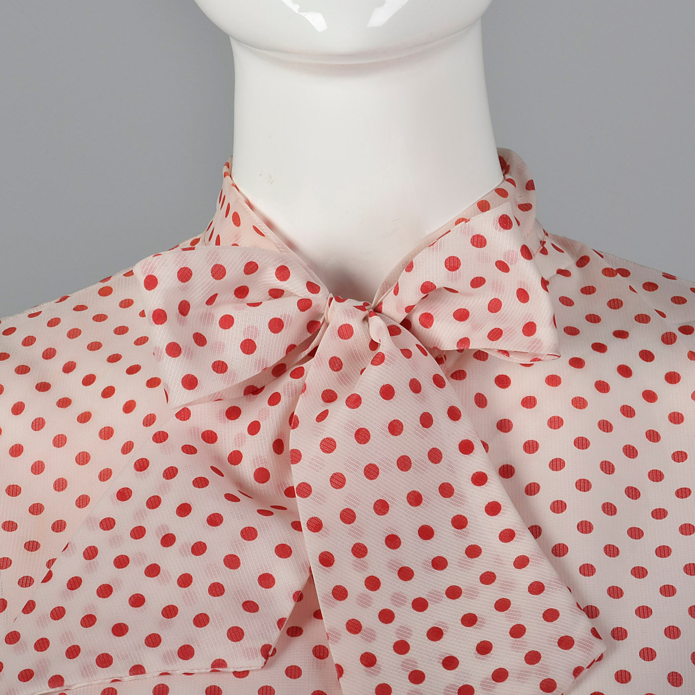 1960s White Blouse with Red Polka Dots