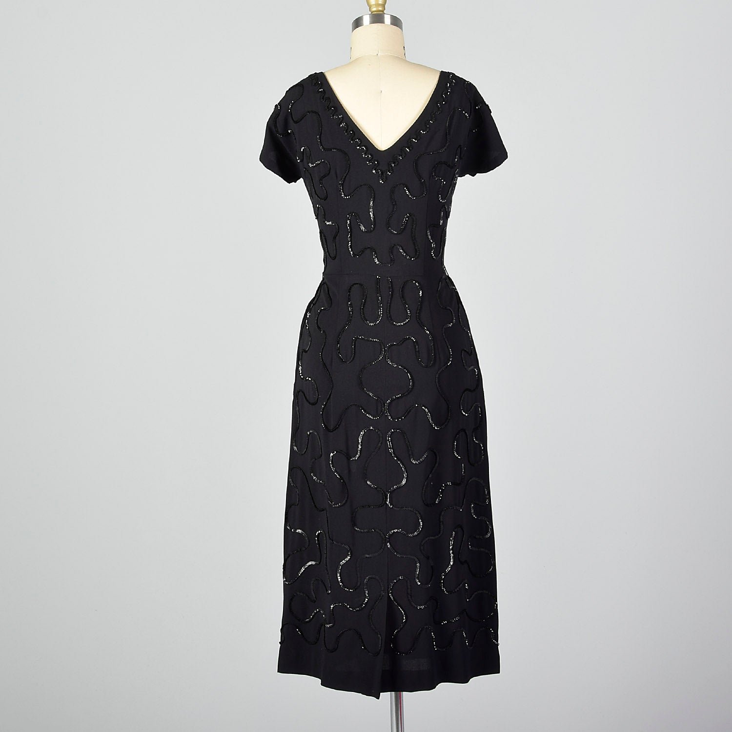 Medium 1950s Sequined Little Black Dress