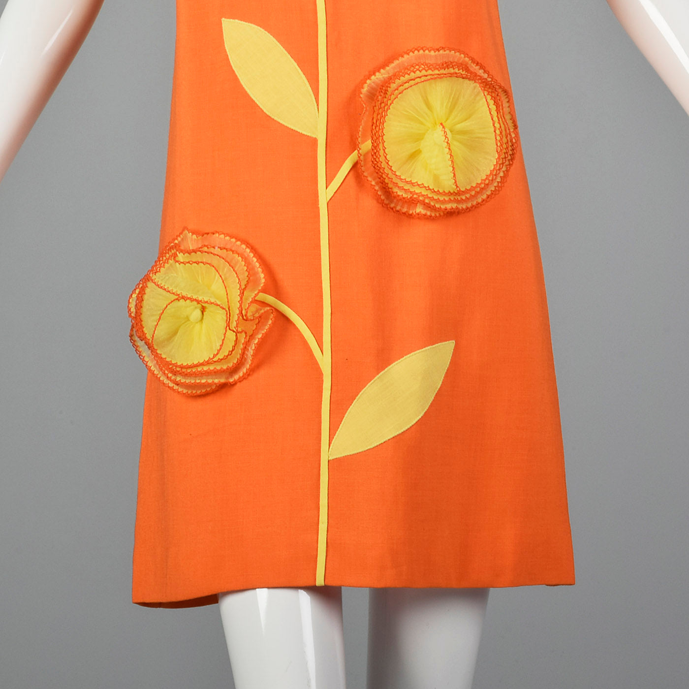 1960s Deadstock Mod Dress with 3D Flower Appliques