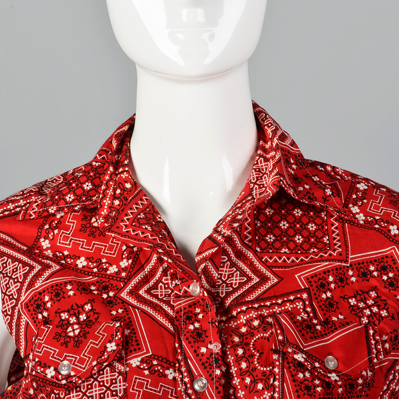 1960s Red Bandana Print Dress