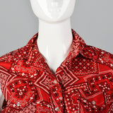 1960s Red Bandana Print Dress