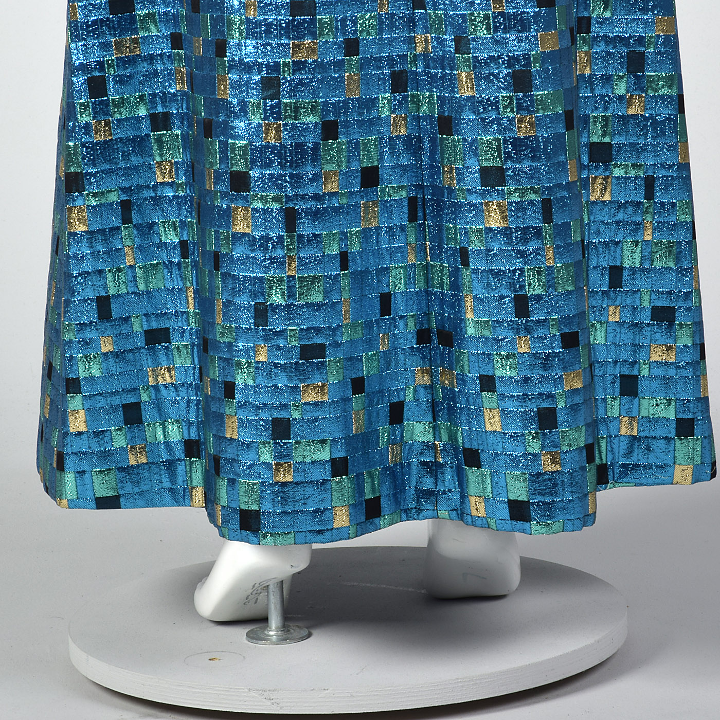 XL 1970s Metallic Blue Maxi Skirt