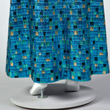 XL 1970s Metallic Blue Maxi Skirt