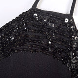1930s Black Evening Gown with Sequined Bust