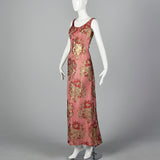 1960s Red and Gold Brocade Evening Dress
