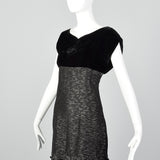 1950s Black Cocktail Dress with Metallic Stripes
