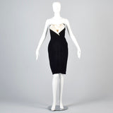 Timeless Lanvin Black Velvet Strapless Dress with Ivory Petal Bust