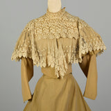 XXS 1800s Set Cotton Skirt Lace Bodice Victorian Separates As Is
