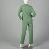 Small 1990s Green Cashmere Two Piece Set Pants and Jacket