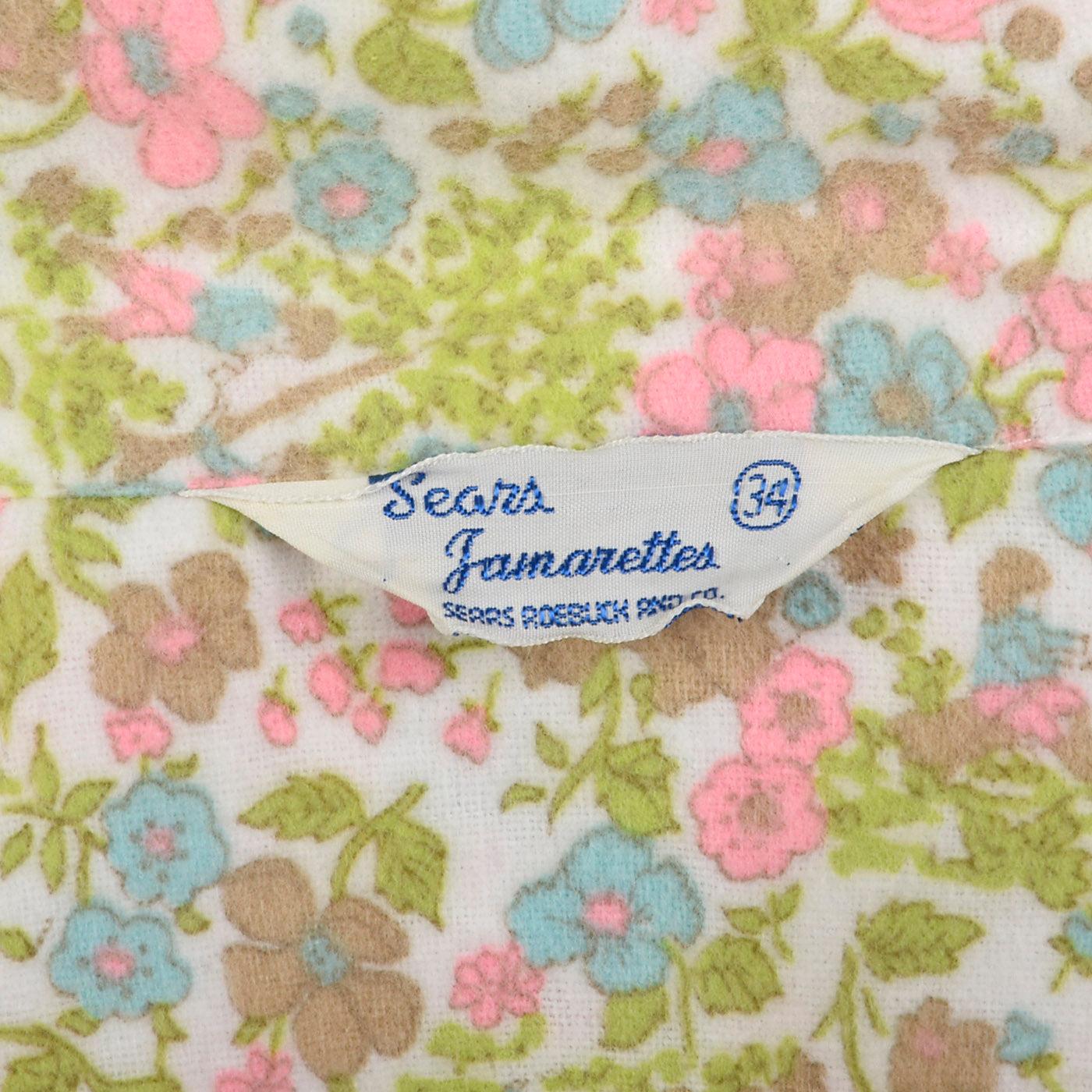1960s Deadstock Flannel Pajamas in Pink Floral