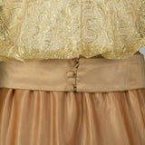 1970s Gold Maxi Dress with Bishop Sleeves