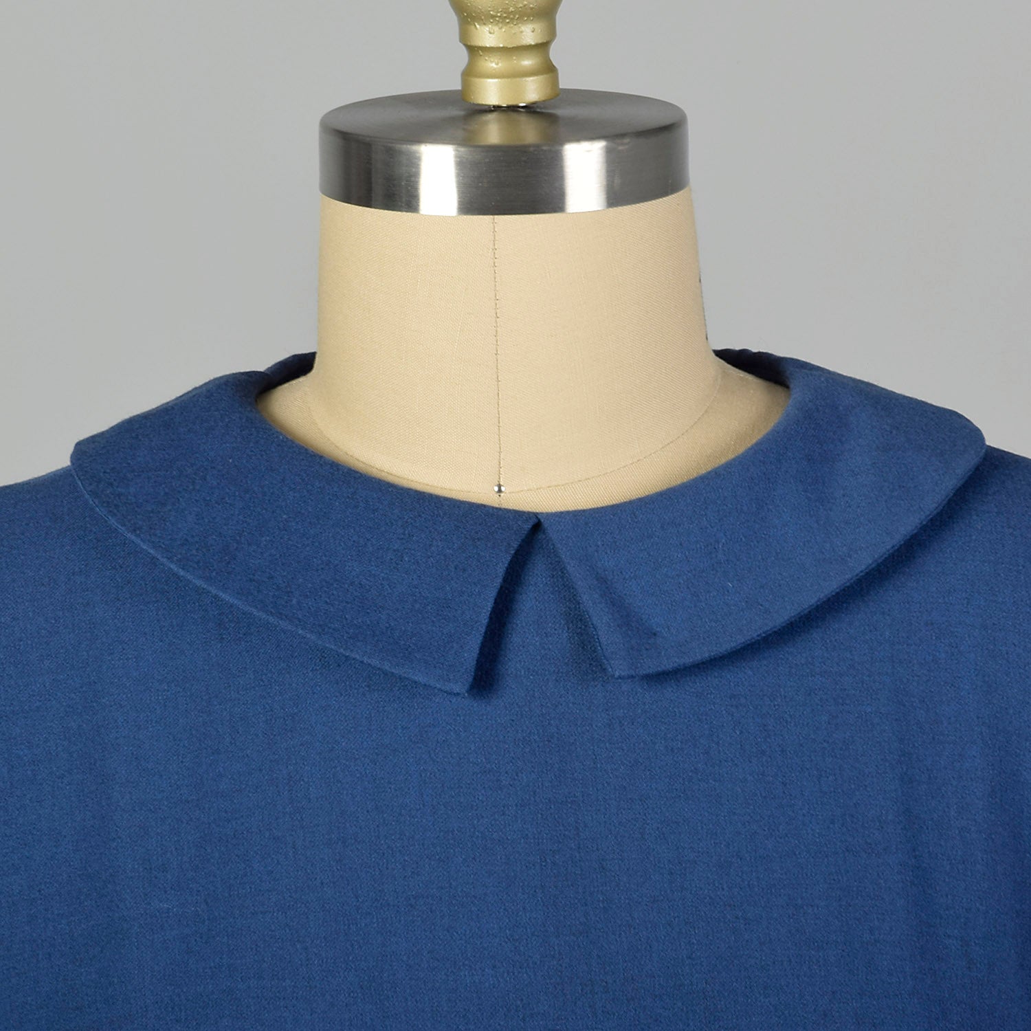Large 1950s Blue Belted Dress