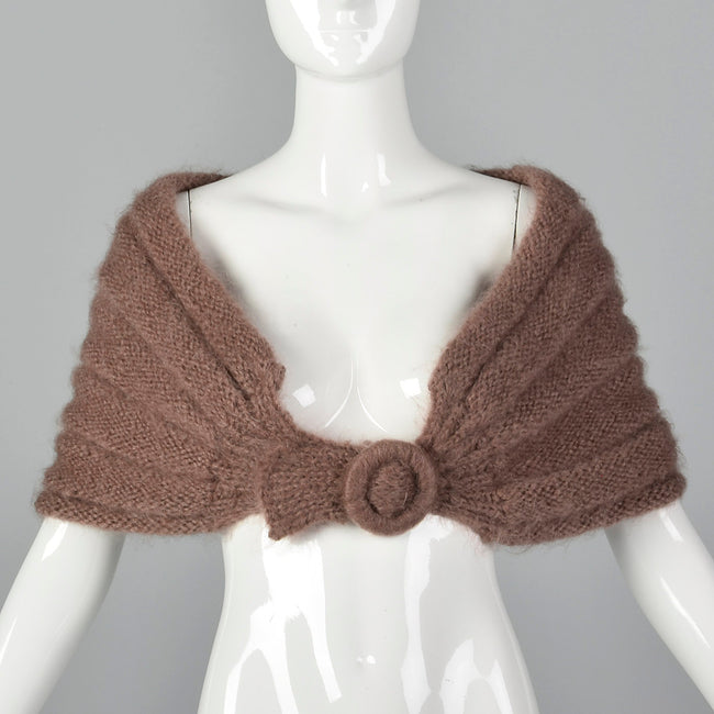 1950s Mauve Mohair Knit Stole