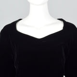 1950s Black Velvet Dress with Sweetheart Neckline