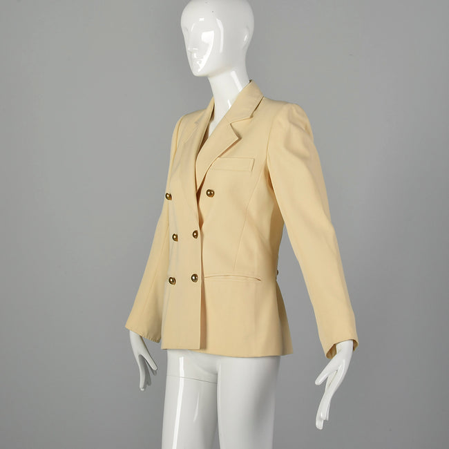 Small Yves Saint Laurent Rive Gauche 1960s Cream Doubled Breasted Jacket