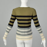 Sonia Rykiel 1990s Lightweight Green Stripe Sweater