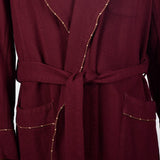 1960s Mens Burgundy Wool Robe with Shawl Collar