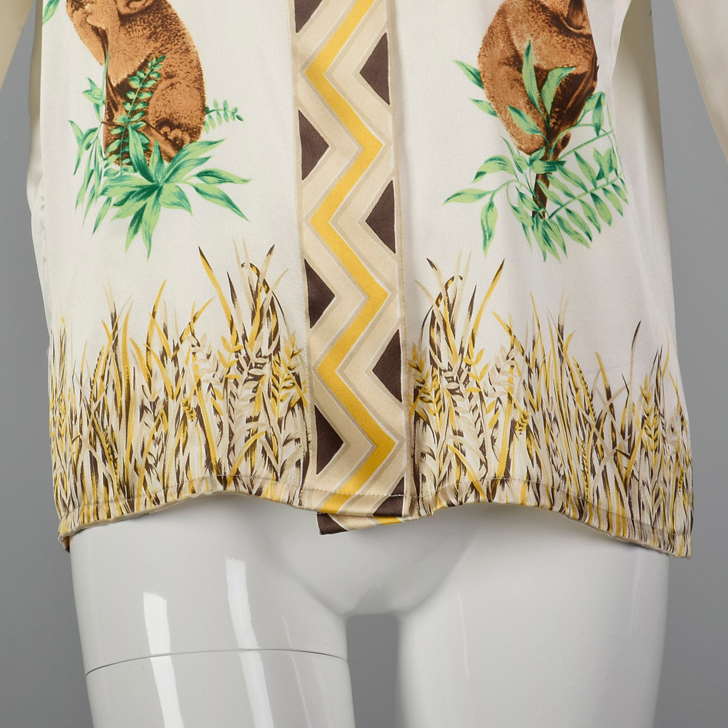 Large Escada 1980s Silk Koala Print Blouse
