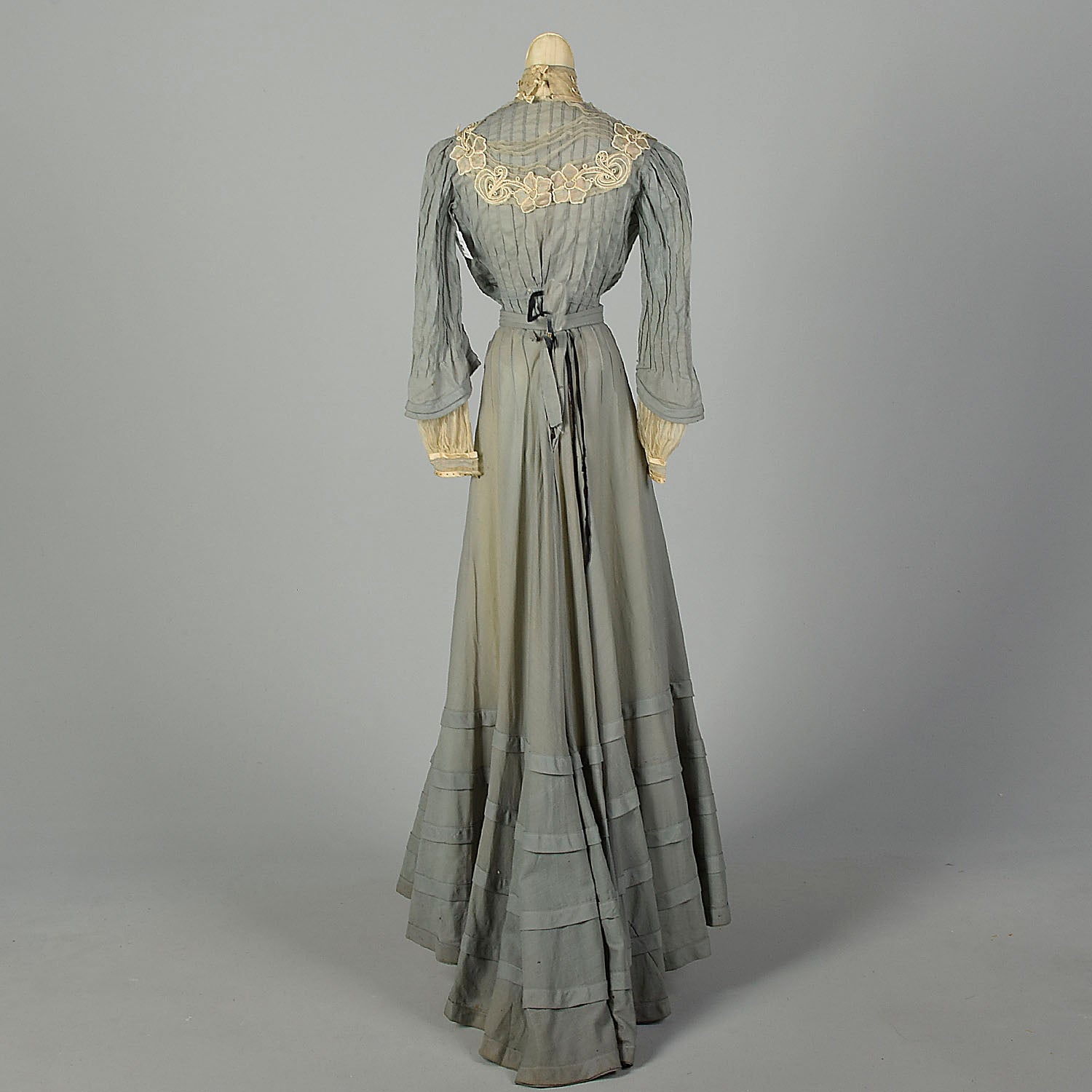 XXS 1900s Set Victorian Cotton Skirt Silk Long Sleeve Top Study As Is