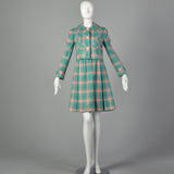 Small 1960s Green and Red Plaid Dress Set