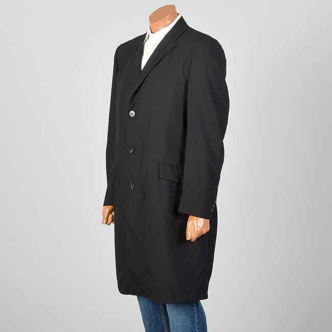 Medium 1960s Mens Black Top Coat