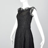 1950s Black Lace Cocktail Dress