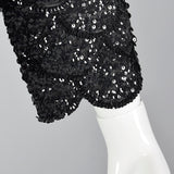 1960s Black Sequin Top with Scalloped Hem