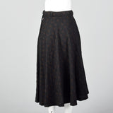 1950s Black Wool Fit and Flare Skirt