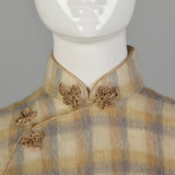 1960s Small Plaid Mohair Cheongsam Dress